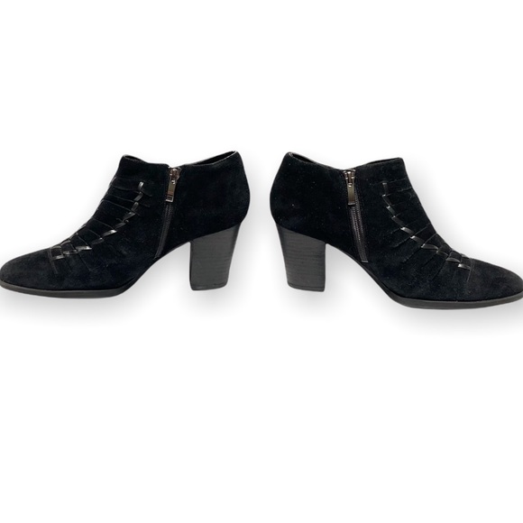 FRANCO SARTO | Dimona Black Suede Ankle Heel Booties - Picture 9 of 11